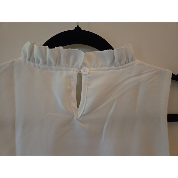 White Sleeveless H&M High Neck Blouse Size Small Lined Cotton Polyester Blouse - Picture 3 of 5
